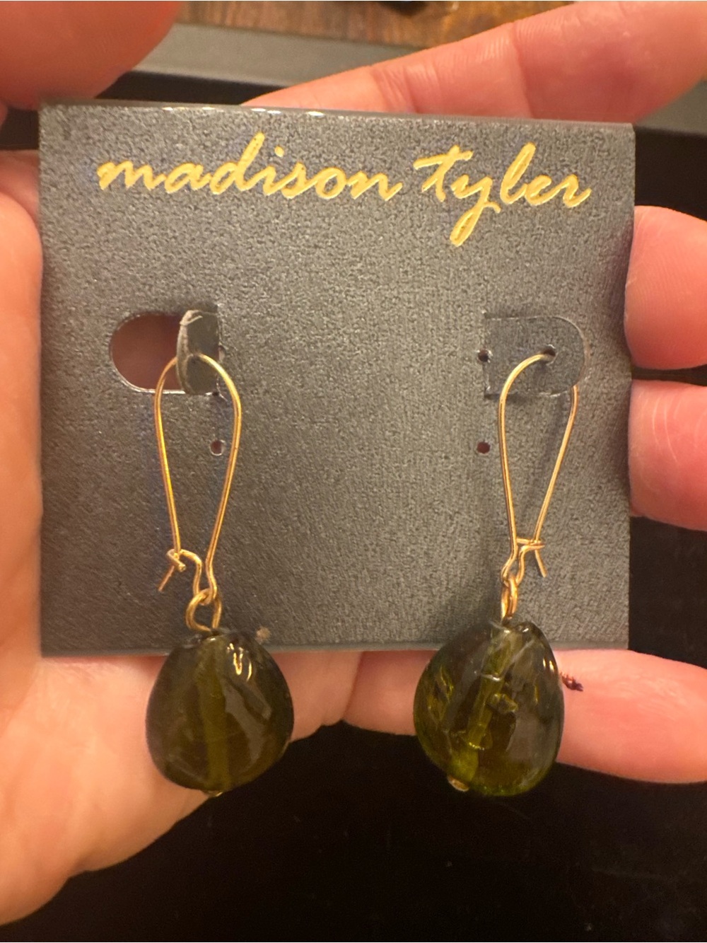 Madison Tyler Green Faceted Bead Dangle Drop Earrings Gold Tone Stein Mart